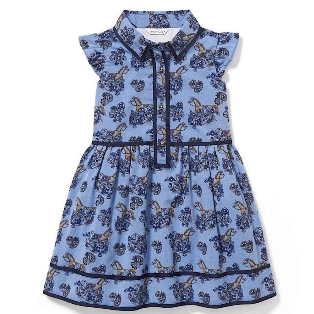 Janie and‎ Jack Carousel Rocking Horse Equestrian Paisley Floral Dress 3 - 6 M